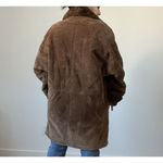 Vintage Spiegel Suede Leather Coat Faux Fur Lined Chocolate Brown Jacket Size M Photo 2