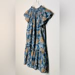 Cleobella Lydia Blue Gold Organic Cotton Flutter Sleeve Mini Babydoll Dress Photo 8