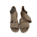 Eileen Fisher Womens Taupe Perforated Nubuck Wedge Sandals Back Zipper Size 8.5 Photo 5