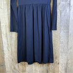 Slig Navy Blue Medium Scoopneck Faux Button Front Pullover Dress with 2 Pockets Photo 5