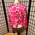 J.Crew satin-backed crepe V-neck long-sleeve fuchsia floral print buttons blouse Photo 5