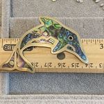 Vintage Alpaca Mexico Silver Abalone Dolphin Pin Brooch Photo 5