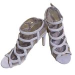 Antonio Melani Nude velvet Strappy Mesh stiletto heels Beige Buckle Leather| 8M Photo 0