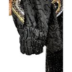 Mob wife era 80s VTG Lillie Rubin Blk/Gld Sequined Silk Hobble Dress Black Sz L Size L Photo 5