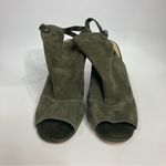 White House | Black Market block heels peep toe sandals gray green womens size 9.5 Photo 2