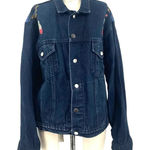 Sundance Hand Painted Feather Print Dark Denim Jacket Blue Red Size XL Photo 0