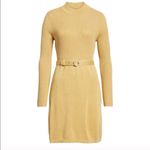 Free People  French Girl Ribbed Knit Dress Small Gold Sparkle Lurex Mini NWT Photo 4