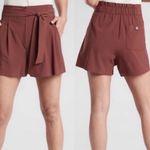Athleta  Women’s Skyline II High Waisted Belted Shorts, Terracotta, Size 4 Photo 1