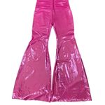 Michele Lopez Diana Bell Bottom Fitted Jumpsuit Large Barbie Pink Halter Zip Photo 3