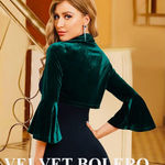 Huhot Velvet Dark Hunter Green 3/4 Bell
Sleeve Shrug Size L Photo 0