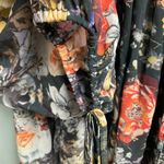 Hazel Size Large Black Floral Loose Fit Lightweight Top Crochet Accent Photo 3