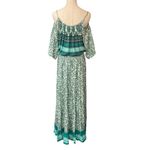 LASCANA Cold Shoulder Maxi Dress Size 8 Green Floral Print Summer Boho Photo 4