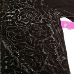 Just My Size New Top Womens 1X Plus Size Black Velvet Boyfriend EMB Rose Floral Photo 2