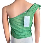 ZARA NWT Size L Green Ruffled Asymmetrical One-Shoulder Crop Top Vacation Photo 4