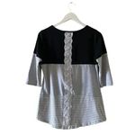 Hount Womens 3/4 Sleeve Back Lace Tops Round Neck Striped T Photo 5