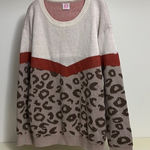 Wanna B Animal Cheetah Print Knit Oversized Long Sleeve Sweater Size L Photo 0