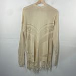 Wild Pearl  Open Cardigan with fringe boho cotton crochet design Large cream Photo 8