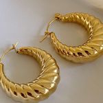 Croissant Hoops Earrings Chunky Hoop Earrings Gold Hoop Earrings Photo 1