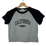 Romwe  California Gray & Black Baseball Crop T-Shirt S Photo 0