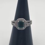 Renaissance Jewelry Lab Created Emerald & White Sapphire Sterling Silver Ring Green Photo 1