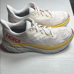 Hoka  White and Red Running Shoes with Yellow Sole Photo 4