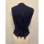 Vintage 90s Navy Blue Velour Velvet 100% Cotton Floral Patchwork Vest Size L Size L Photo 3