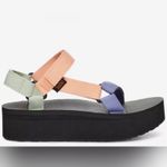 Teva  Sandals Womens 11 Pastel Platform Strappy‎ Shoes Comfy NEW Peach Green Photo 4