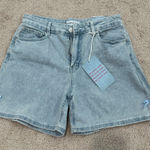 Nwt Denim Women Shorts with Blue Bow Details Size L Photo 0