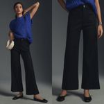 Anthropologie Maeve The Colette Linen Cropped Pants Black Photo 1
