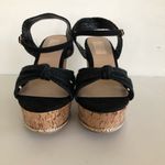 Time And Tru  Womens Cork Wedge Platform Black Sandals Size 7 Gold Cork Trim New Photo 8