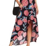 Roxy Missing You Midi Wrap Skirt Black Floral Rose Size XS Photo 0