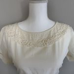 Peck & Peck Vintage  Fifth Ave Blouse Ivory Lace Trim Short Sleeve Top Romantic Photo 1