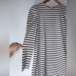 Boden Imogen Breton Striped Shirt Dress size 6 Navy Off White Puff Sleeves Photo 2