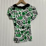 Studio Y Vintage Y2K  Top Small Green Floral Surplice Faux Wrap Made in USA Photo 2