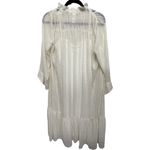 H&M  Sheer Lined Tiered Prairie Boho Cottage Core White Shimmer Dress Size Small Photo 3