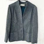 Vintage Chester Weinberg Green Multicolor Woven Stitch Double Breasted Blazer Size 12 Photo 0