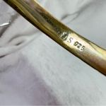 Stamped Sterling Silver Etched Bangle Bracelet with Security Chain Clasp FAS 925 Photo 6