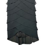Tadashi Collection Black Tiered Ruffle 100% Silk Cocktail Party Midi Dress Sz 8 Photo 4