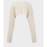 SIMONETT Cream Ribbed Knit Sleeve Sweater Shrug Bolero One Size Size undefined Photo 2