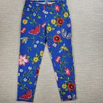 J. McLaughlin Margot Cropped Pants Womens 8 Blue Floral Butterfly Side Zip Capri Photo 3