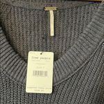 Free People NWT Dark Gray V-Neck Sunday Scoop Neck Charcoal Sweater Size Small Photo 2