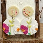 Handmade Polymer Clay Flower Garden Earrings Pink Photo 0