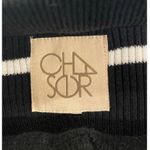 Chaser Ruffle Striped Ribbed Off the Shoulder Sweater Black/White Size Medium Photo 4