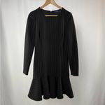 Ralph Lauren Polo  Wool Blend Pinstripe Long Sleeve Ruffle Dress in Black Size 2 Photo 2