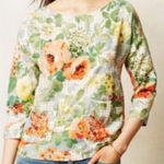 HD in Paris Anthropologie Bloomfield Floral Tee Blouse with Pockets Size L Photo 0