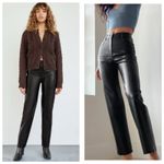 Aritzia Wilfred Melina Vegan Leather Pants Size 00 Black Straight Leg Photo 2