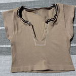 Out From Under  Ribbed Cropped V Neck Top M L G Beige Sleeveless Photo 0