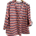 41Hawthorn Women Orange 3/4 Sleeve‎ Button Up Blouse 2X Plus Roll Tab Sleeves​​​ Photo 0
