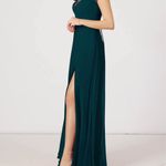 Azazie Teal Maxi Dress with Slit Photo 2