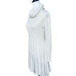 Calvin Klein Knit Ribbed Sweater Dress Cream Sparkle Cowl Size M Photo 5